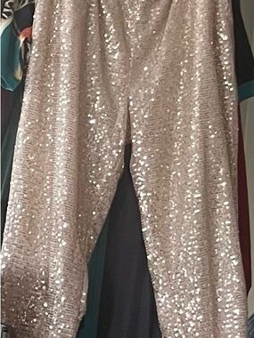 Women's Sequin Skinny Pants in Champagne